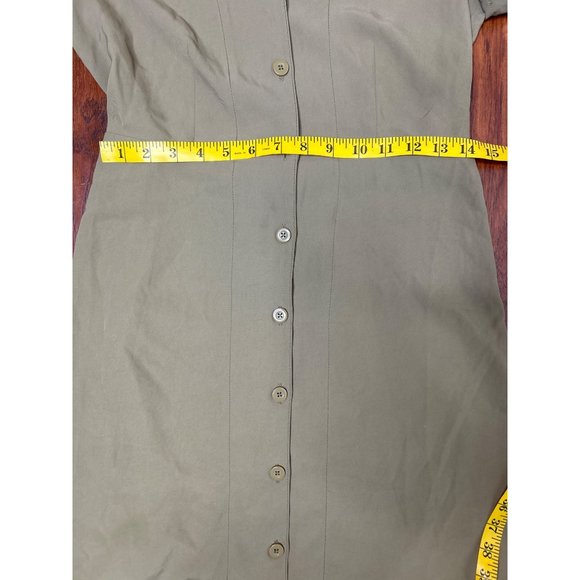 Everlane Japanese Goweave Notch Shirt Dress Women's Size 4 Green Short Sleeve - Picture 5 of 7